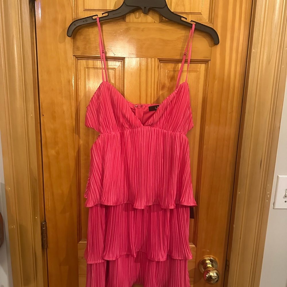 Lulu's Pink Pleated Mini Dress